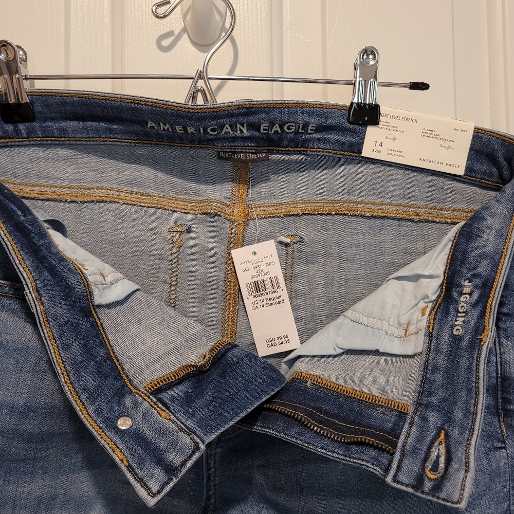 American Eagle Women's Next Level Stretch Jeggings Blue Jeans - Picture 2 of 6